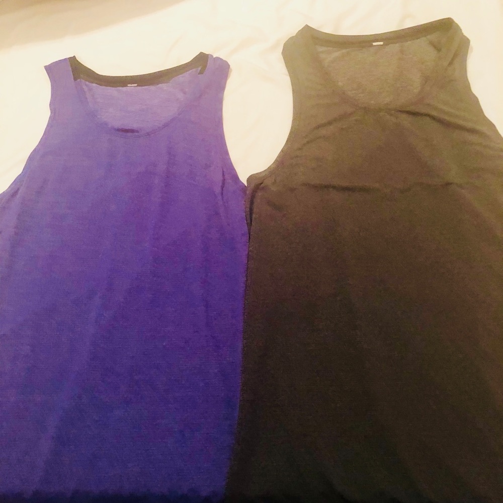 Purple and black Lululemon tanks
